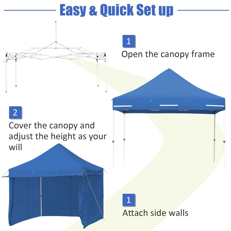 10' x 10' Pop up Canopy Tent Commercial Instant Canopy with 5 Removable Zippered Sidewalls & Adjustable Awning