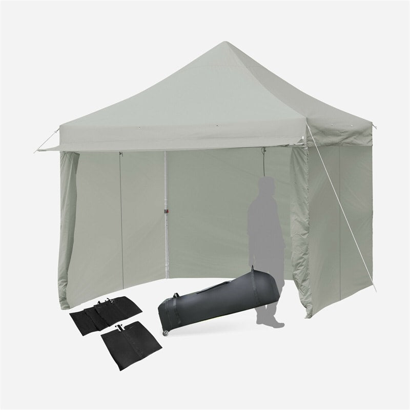 10' x 10' Pop up Canopy Tent Commercial Instant Canopy with 5 Removable Zippered Sidewalls & Adjustable Awning