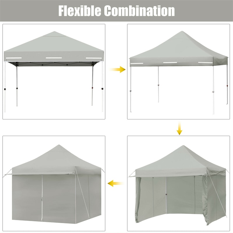 10' x 10' Pop up Canopy Tent Commercial Instant Canopy with 5 Removable Zippered Sidewalls & Adjustable Awning