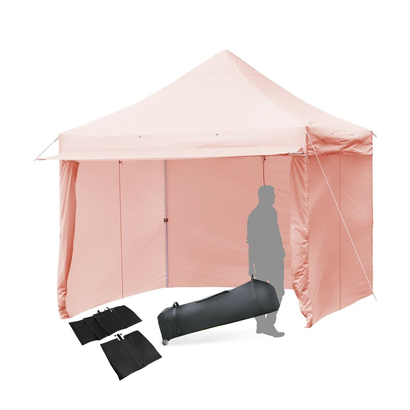 10' x 10' Pop up Canopy Tent Commercial Instant Canopy with 5 Removable Zippered Sidewalls & Adjustable Awning