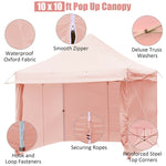 10' x 10' Pop up Canopy Tent Commercial Instant Canopy with 5 Removable Zippered Sidewalls & Adjustable Awning