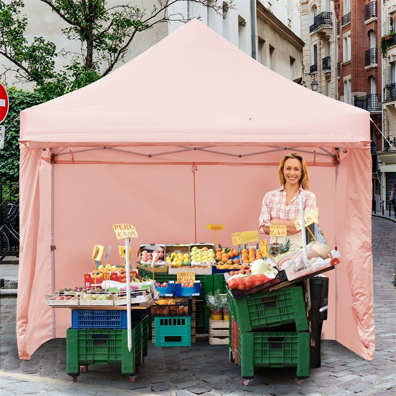 10' x 10' Pop up Canopy Tent Commercial Instant Canopy with 5 Removable Zippered Sidewalls & Adjustable Awning