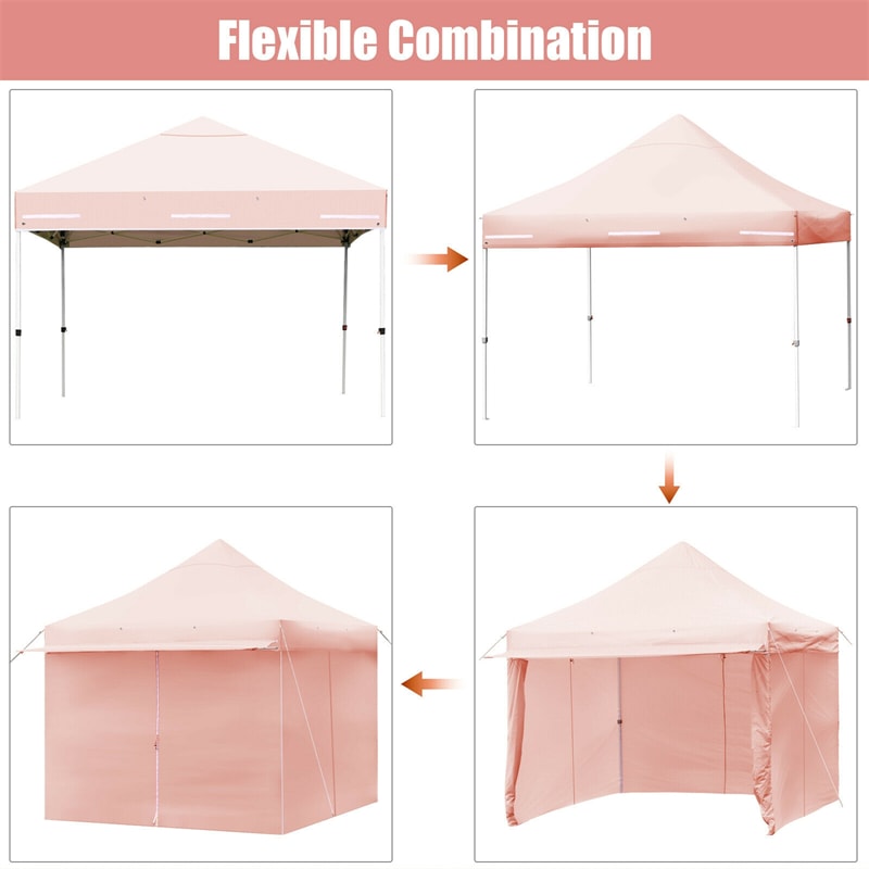 10' x 10' Pop up Canopy Tent Commercial Instant Canopy with 5 Removable Zippered Sidewalls & Adjustable Awning