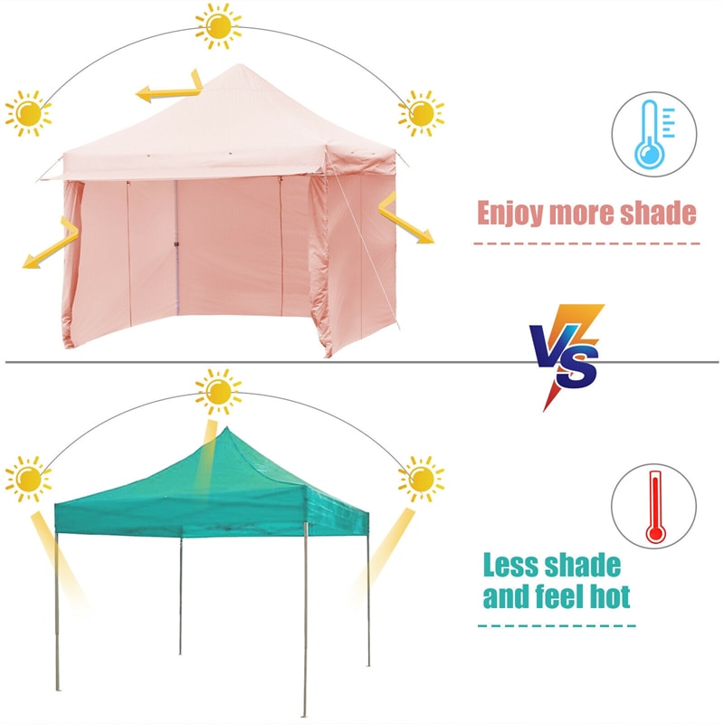 10' x 10' Pop up Canopy Tent Commercial Instant Canopy with 5 Removable Zippered Sidewalls & Adjustable Awning