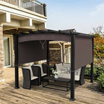 10' x 10' Outdoor Metal Pergola Patio Gazebo with Sliding Sun Shade Retractable Canopy