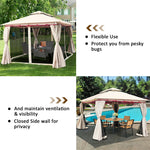 10' x 10' Outdoor Gazebo Double Roof Metal Gazebo Patio Gazebo Canopy with Netting Curtain & Heavy Duty Steel Frame for Garden Yard