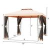 10' x 10' Outdoor Gazebo Double Roof Metal Gazebo Patio Gazebo Canopy with Netting Curtain & Heavy Duty Steel Frame for Garden Yard