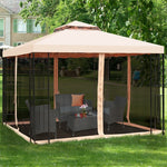 10' x 10' Outdoor Gazebo Double Roof Metal Gazebo Patio Gazebo Canopy with Netting Curtain & Heavy Duty Steel Frame for Garden Yard