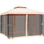 10' x 10' Outdoor Gazebo Double Roof Metal Gazebo Patio Gazebo Canopy with Netting Curtain & Heavy Duty Steel Frame for Garden Yard