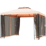 10' x 10' Outdoor Gazebo Double Roof Metal Gazebo Patio Gazebo Canopy with Netting Curtain & Heavy Duty Steel Frame for Garden Yard