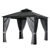 10 x 10FT Double-Top Outdoor Hardtop Gazebo with Galvanized Steel Roof & Netting Curtains