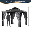 10 x 10FT Double-Top Outdoor Hardtop Gazebo with Galvanized Steel Roof & Netting Curtains