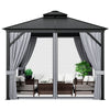 10 x 10FT Double-Top Outdoor Hardtop Gazebo with Galvanized Steel Roof & Netting Curtains