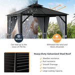 10 x 10FT Double-Top Outdoor Hardtop Gazebo with Galvanized Steel Roof & Netting Curtains