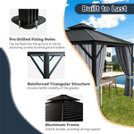 10 x 10FT Double-Top Outdoor Hardtop Gazebo with Galvanized Steel Roof & Netting Curtains