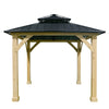 10 x 10 FT Outdoor Patio Hardtop Gazebo Double Steel Roof Solid Wood Frame