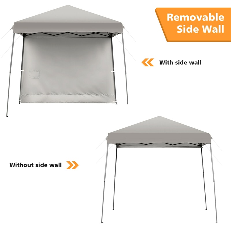 10 x 10 ft Pop up Canopy Tent Set-up Instant Shelter with Detachable Sidewall & Central Lock