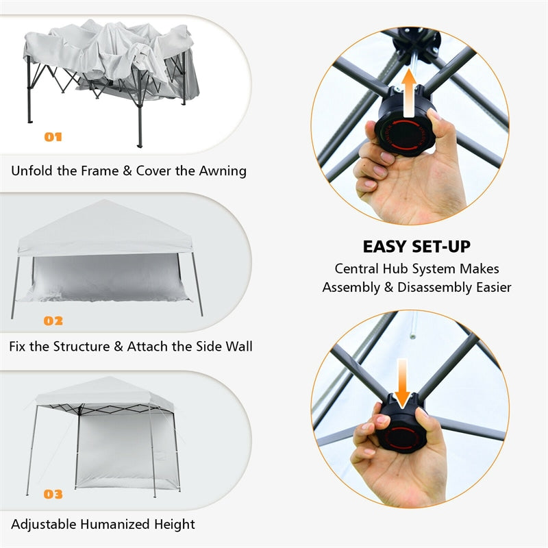 10 x 10 ft Pop up Canopy Tent Set-up Instant Shelter with Detachable Sidewall & Central Lock