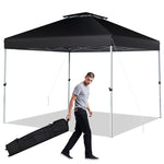 10' x 10' Pop Up Canopy Tent 2-Tier Outdoor Instant Folding Shelter Canopy with Center Lock & Wheeled Carry Bag