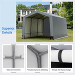 10' x 16' Heavy-Duty Carport Car Canopy Metal Portable Garage Car Shelter with 2 Removable Doors