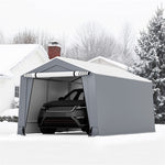 10' x 16' Heavy-Duty Carport Car Canopy Metal Portable Garage Car Shelter with 2 Removable Doors