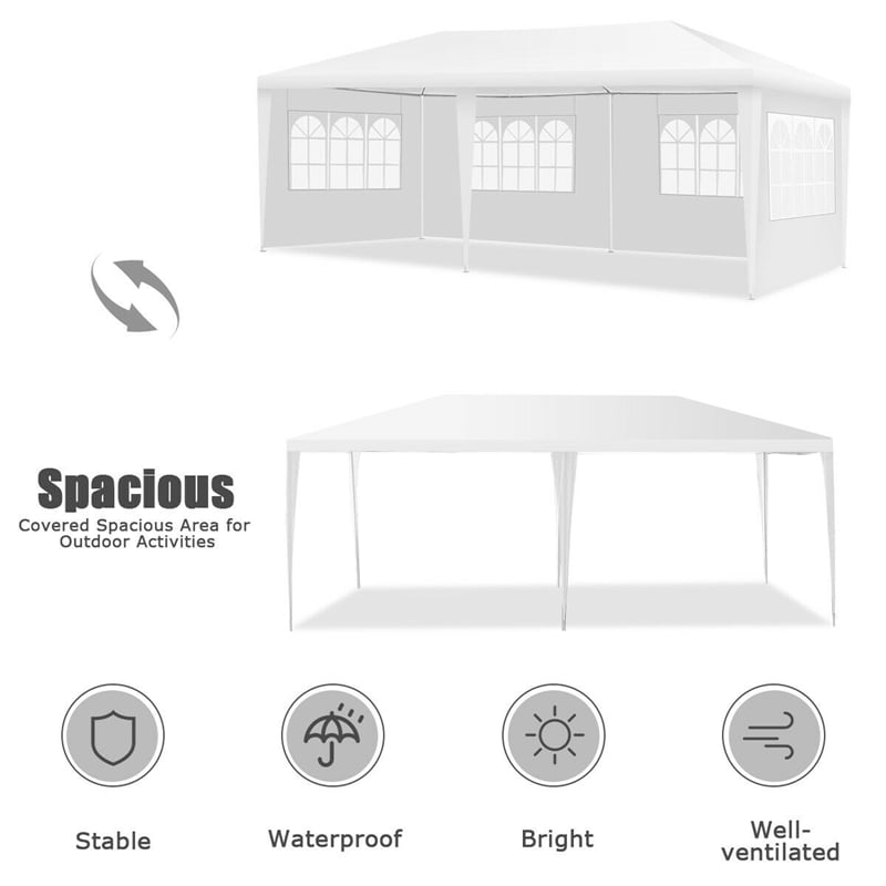 10' x 20' Canopy Tent Heavy Duty Wedding Party Tent with 4 Sidewalls & Carry Bag, Portable Canopy Shelter Tent Pavilion Event Tent  for Outdoor Use