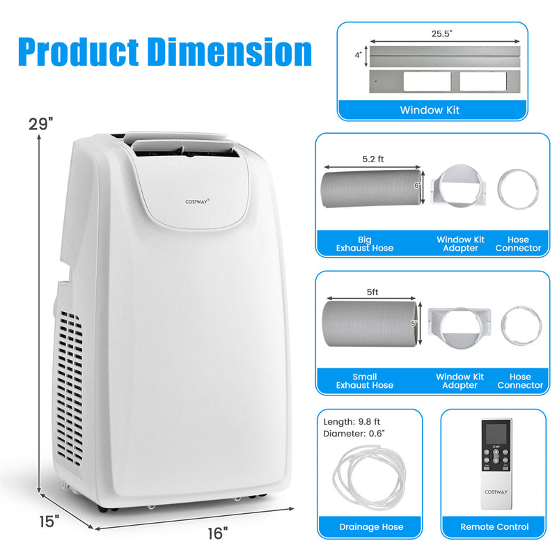 11500 BTU Dual Hose Portable Air Conditioner Cools 400 Sq.Ft with Remote Control, 3-in-1 Powerful AC Unit w/ Dry, Fan & Sleep Mode, Installation Kit