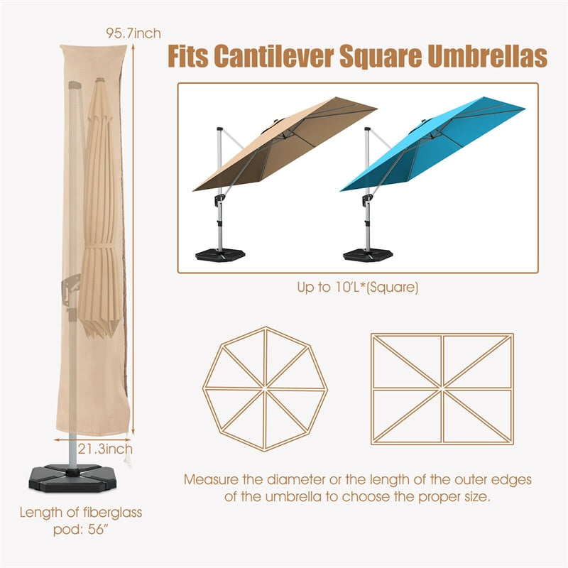 11FT Waterproof Outdoor Parasol Cover Umbrella Cover for Square Offset Cantilever Umbrella