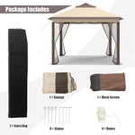 11' x 11' 2-Tier Patio Pop Up Gazebo Tent Portable Canopy Shelter with Mesh Netting & Carrying Bag