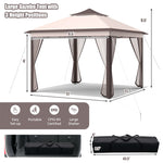 11' x 11' 2-Tier Patio Pop Up Gazebo Tent Portable Canopy Shelter with Mesh Netting & Carrying Bag