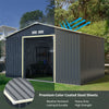 11' x 8' Large Metal Storage Shed Outdoor Backyard Storage Cabinet Garden Tool House with 4 Vents & Lockable Double Sliding Door