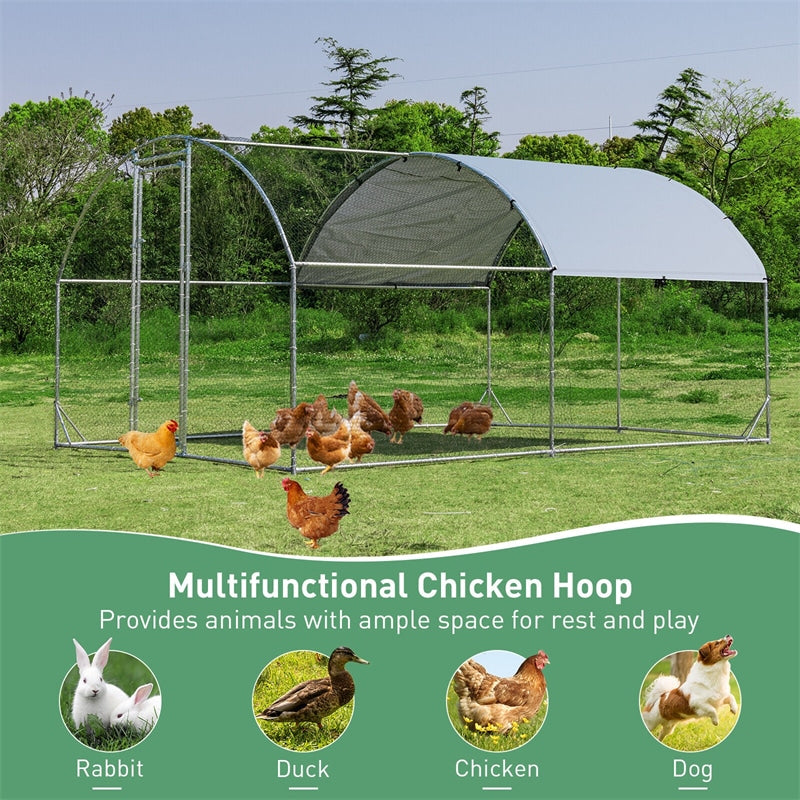 12.5ft Metal Chicken Coop Run Galvanized Walk-in Poultry Cage Hen Run House Outdoor Rabbit Hutch with Cover