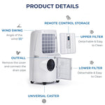 12000 BTU Portable Air Conditioner 3-in-1 Air Cooler Fan Dehumidifier with Remote Control & 24H Timer, Quiet AC Unit Cools Rooms up to 450 Sq. Ft.