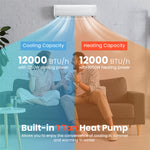 12000BTU Ductless Mini Split Air Conditioner & Heater, 17 SEER2 208-230V Wall-Mounted Inverter AC Unit Energy Efficient w/ Heat Pump, Installation Kit