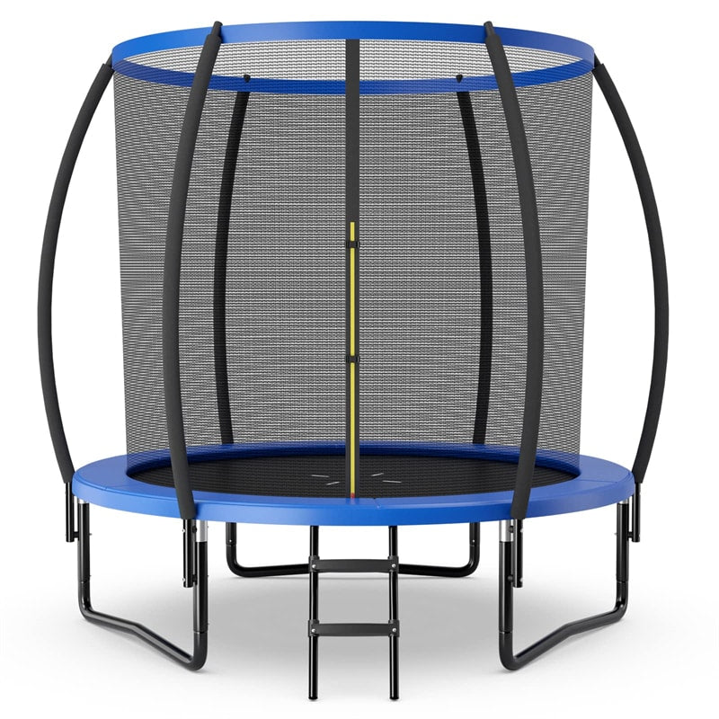 8FT Trampoline Outdoor Recreational Trampoline with Enclosure Net Safety Pad & Ladder for Kids Adults