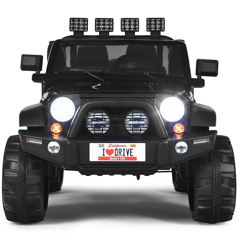 2-Seater Kids Ride on Truck, 12V Battery Powered Electric Vehicle with Remote Control & Lights for Boys Girls Gifts