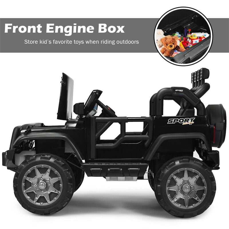 2-Seater Kids Ride on Truck, 12V Battery Powered Electric Vehicle with Remote Control & Lights for Boys Girls Gifts