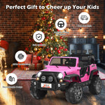 2-Seater Kids Ride on Truck, 12V Battery Powered Electric Vehicle with Remote Control & Lights for Boys Girls Gifts