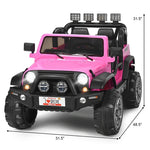 2-Seater Kids Ride on Truck, 12V Battery Powered Electric Vehicle with Remote Control & Lights for Boys Girls Gifts