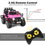 2-Seater Kids Ride on Truck, 12V Battery Powered Electric Vehicle with Remote Control & Lights for Boys Girls Gifts