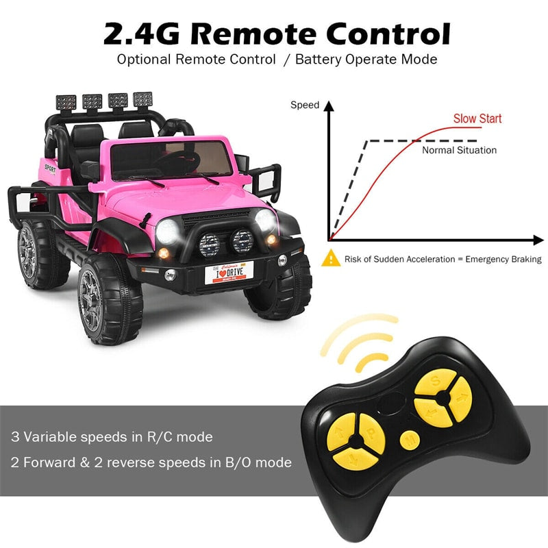 2-Seater Kids Ride on Truck 12V Battery Powered Electric Vehicle with Remote Control & Lights