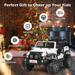 2-Seater Kids Ride on Truck, 12V Battery Powered Electric Vehicle with Remote Control & Lights for Boys Girls Gifts