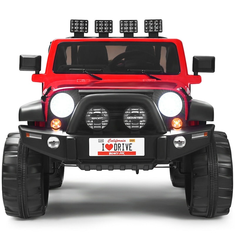 2-Seater Kids Ride on Truck, 12V Battery Powered Electric Vehicle with Remote Control & Lights for Boys Girls Gifts