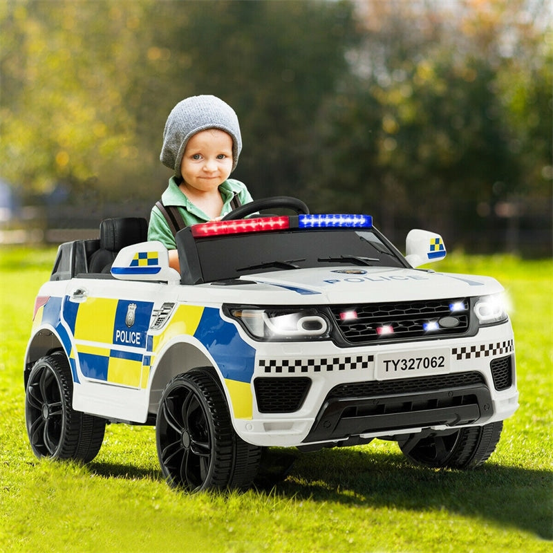 Kids Ride On Police Car 12V Battery Powered Electric Vehicle with Remote Control