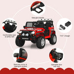 2-Seater Ride On Truck, 12V Battery Powered Electric Vehicle with Remote Control, LED Lights & Music, Ride On Car for Kids