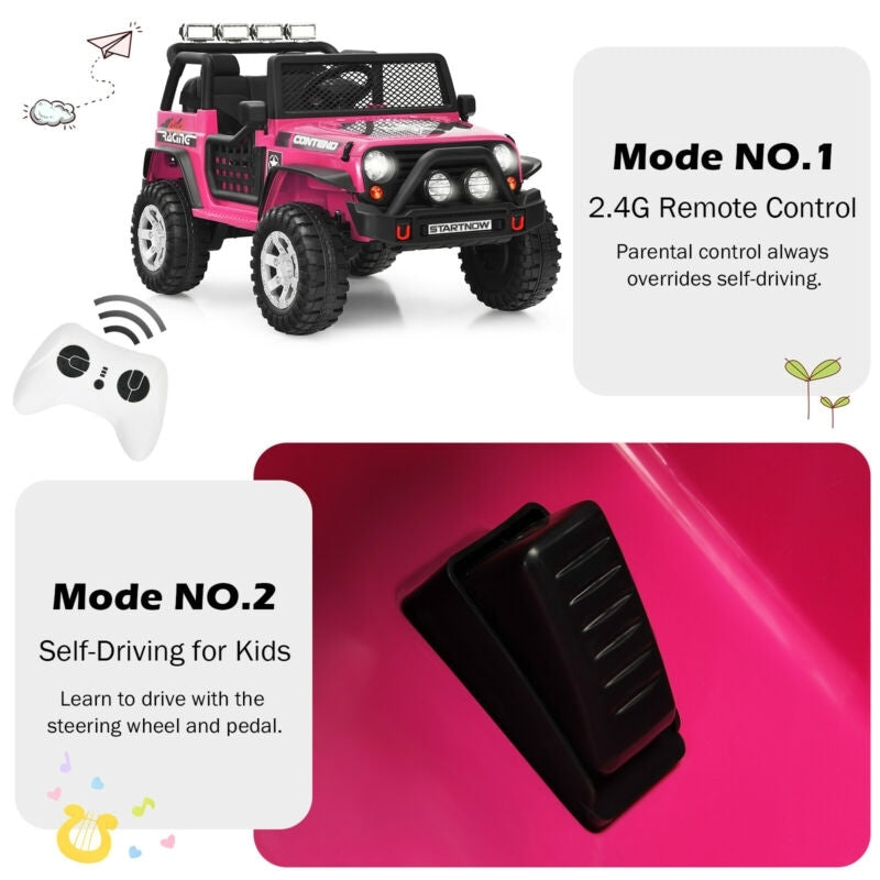 2-Seater Kids Ride on Truck Car 12V Battery Powered Electric Vehicle with Remote Control, Lights & Music