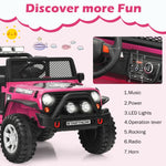 2-Seater Ride On Truck, 12V Battery Powered Electric Vehicle with Remote Control, LED Lights & Music, Ride On Car for Kids