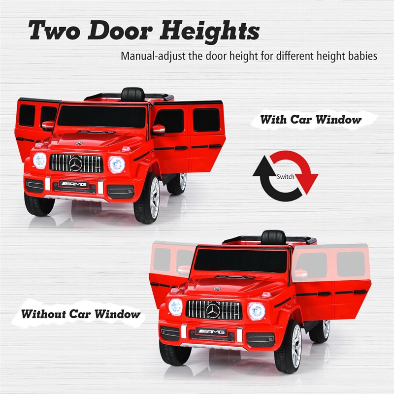 Kids Ride On Car 12V Licensed Mercedes-Benz G63 Electric Vehicle with Remote Control, Double Open Doors, Battery Powered Riding Toy