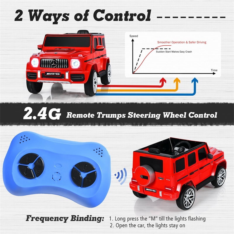 Kids Ride On Car 12V Licensed Mercedes-Benz G63 Electric Vehicle with Remote Control, Double Open Doors, Battery Powered Riding Toy