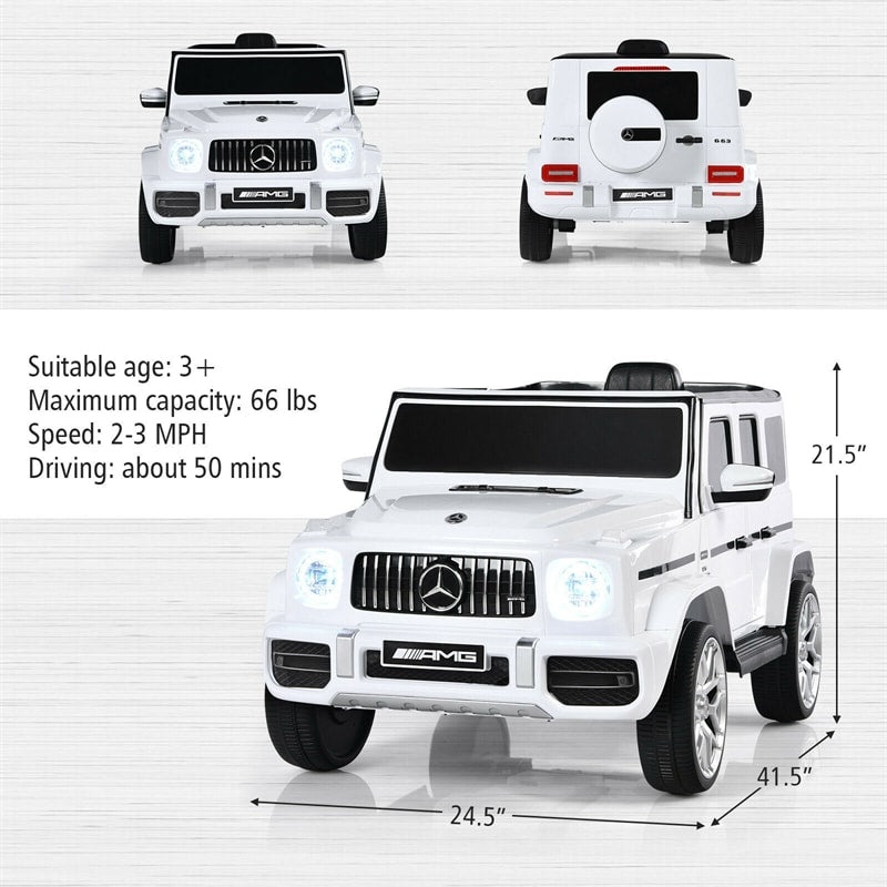 Kids Ride On Car 12V Licensed Mercedes-Benz G63 Electric Vehicle with Remote Control, Double Open Doors, Battery Powered Riding Toy